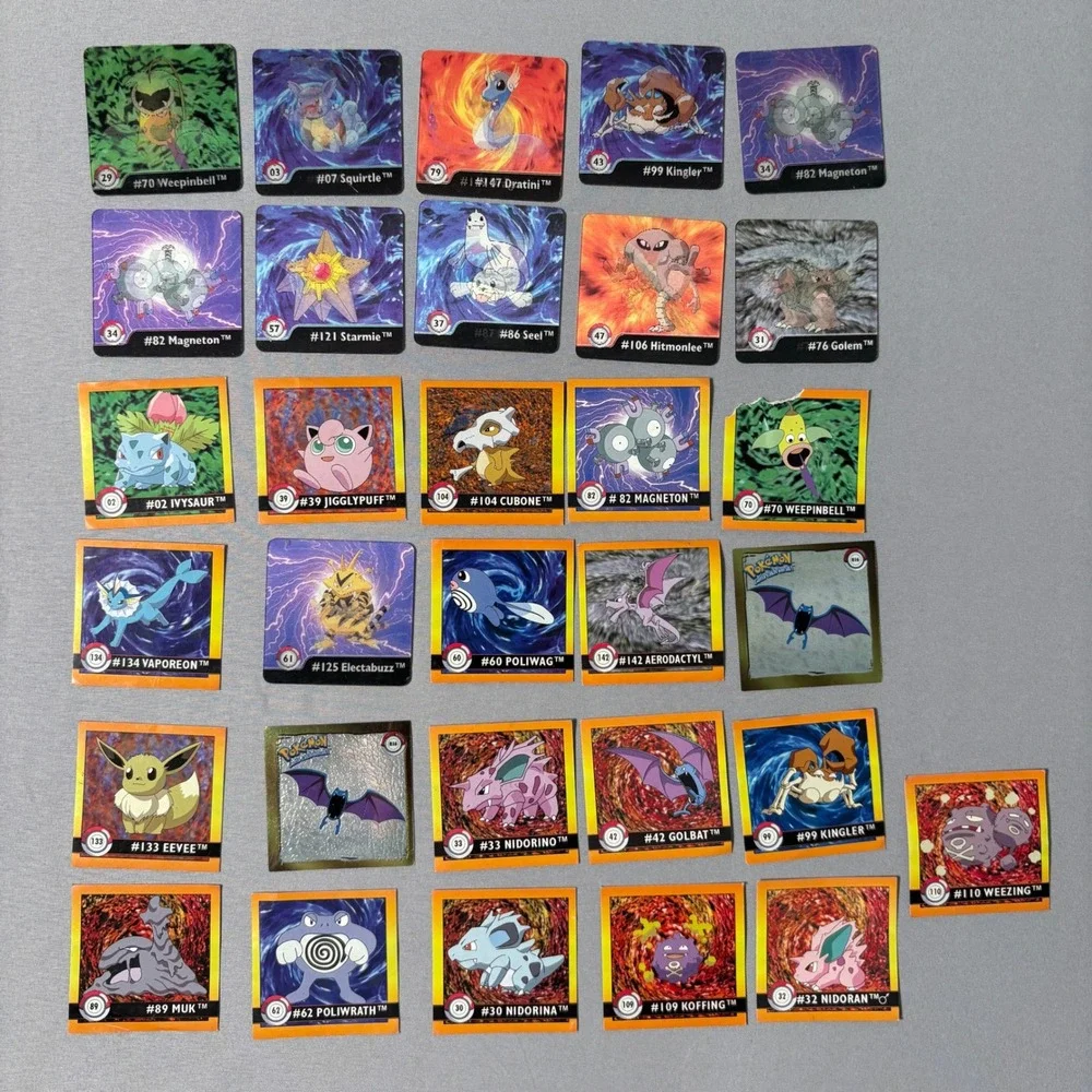 Vintage 1999 Pokemon Artbox Series 1 Sticker Lot Eevee Vaporeon Lenticular 31pc